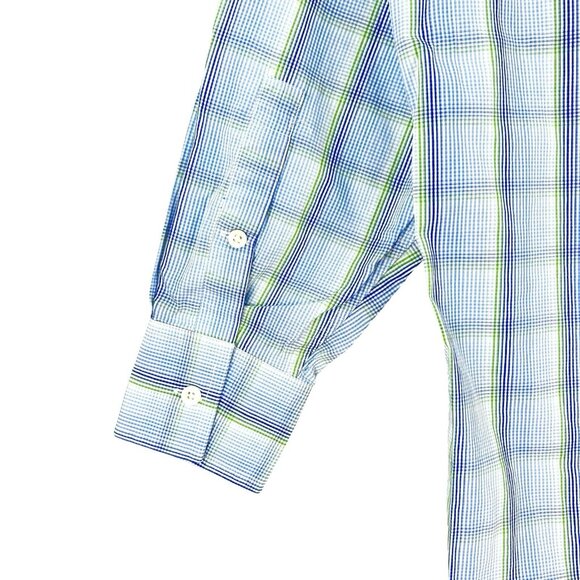 MICHAEL Michael Kors Men's Long Sleeve Plaid Blue Shirt Size 16.5 32/33 Large - Picture 7 of 11